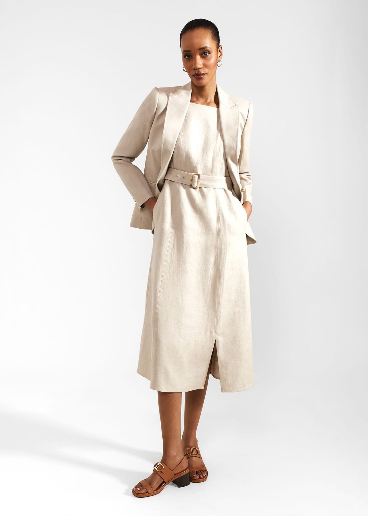 Roberta Linen Jacket, Neutral, hi-res