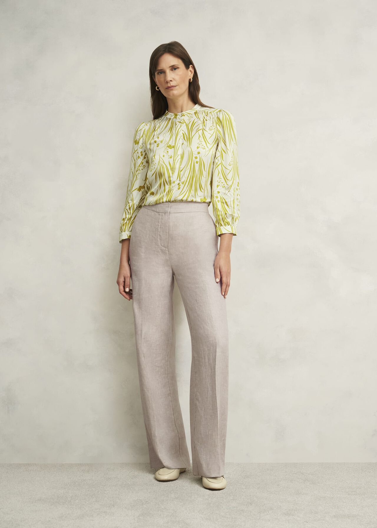 Alessia Linen Wide Trousers, Neutral, hi-res