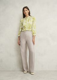 Alessia Linen Wide Trousers, Neutral, hi-res
