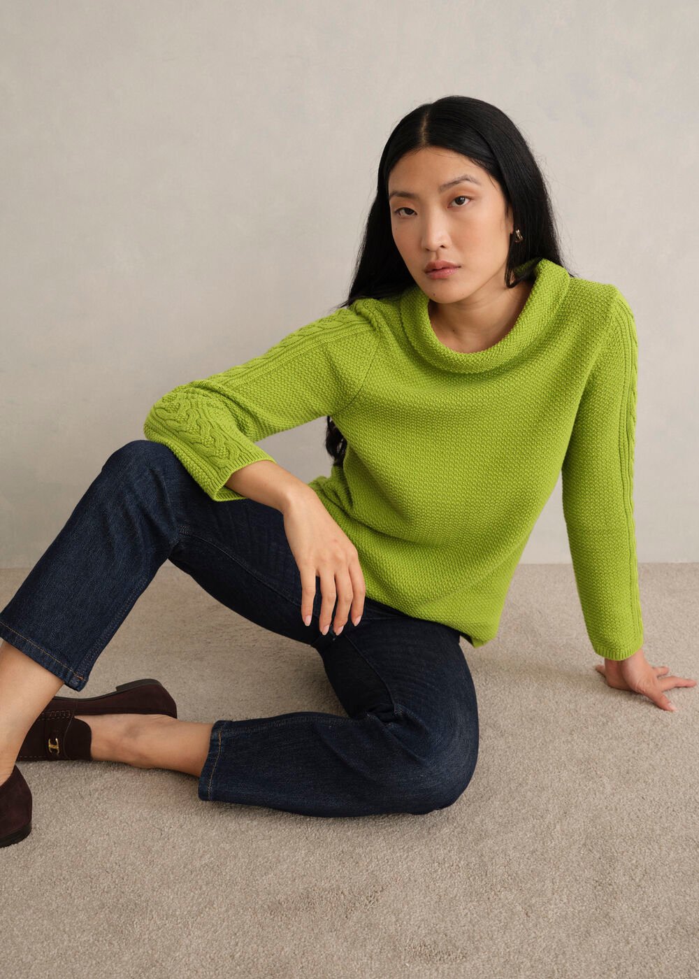 Camilla Cotton Jumper, Pear Green, hi-res