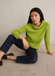 Camilla Cotton Jumper, Pear Green, hi-res