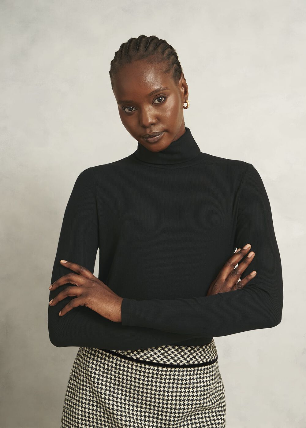 Kiera Ribbed Rollneck, Black, hi-res