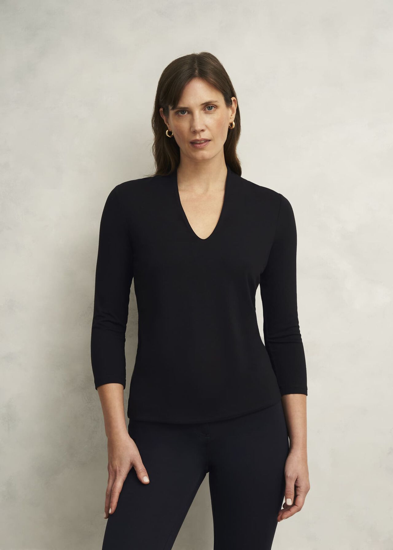Aimee Double Fronted Top, Black, hi-res