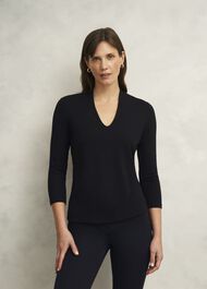 Aimee Double Fronted Top, Black, hi-res