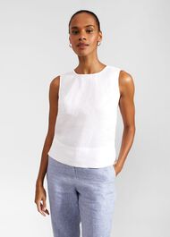 Malindi Linen Top, White, hi-res