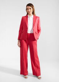 Petite Mirabel Wide Linen Trousers, Raspberry Pink, hi-res