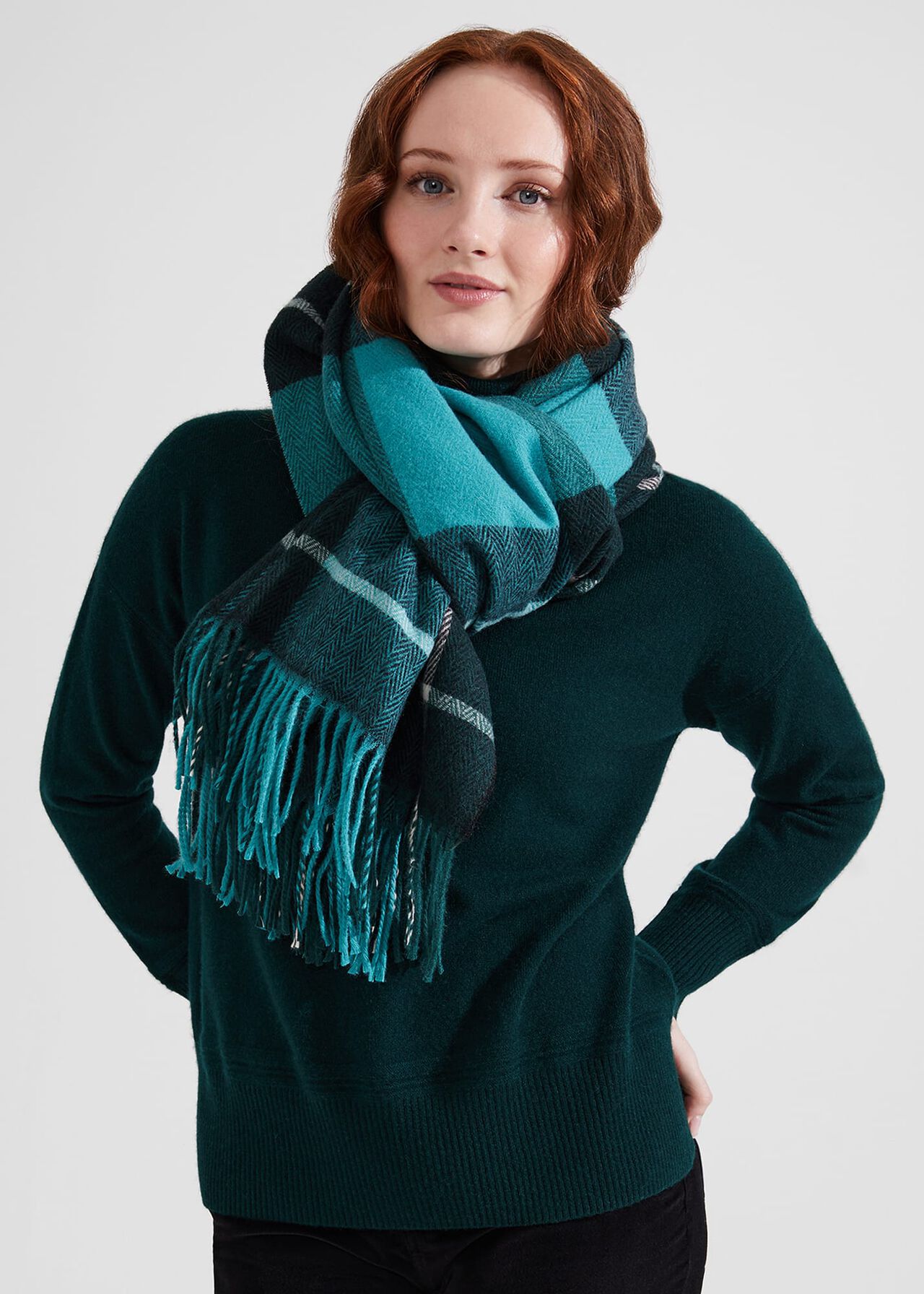 Yasmina Scarf, Teal Blue Multi, hi-res