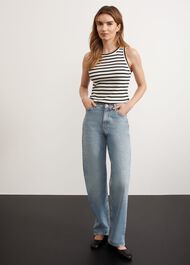 Cecil Striped Tank Top, Ivory Black, hi-res