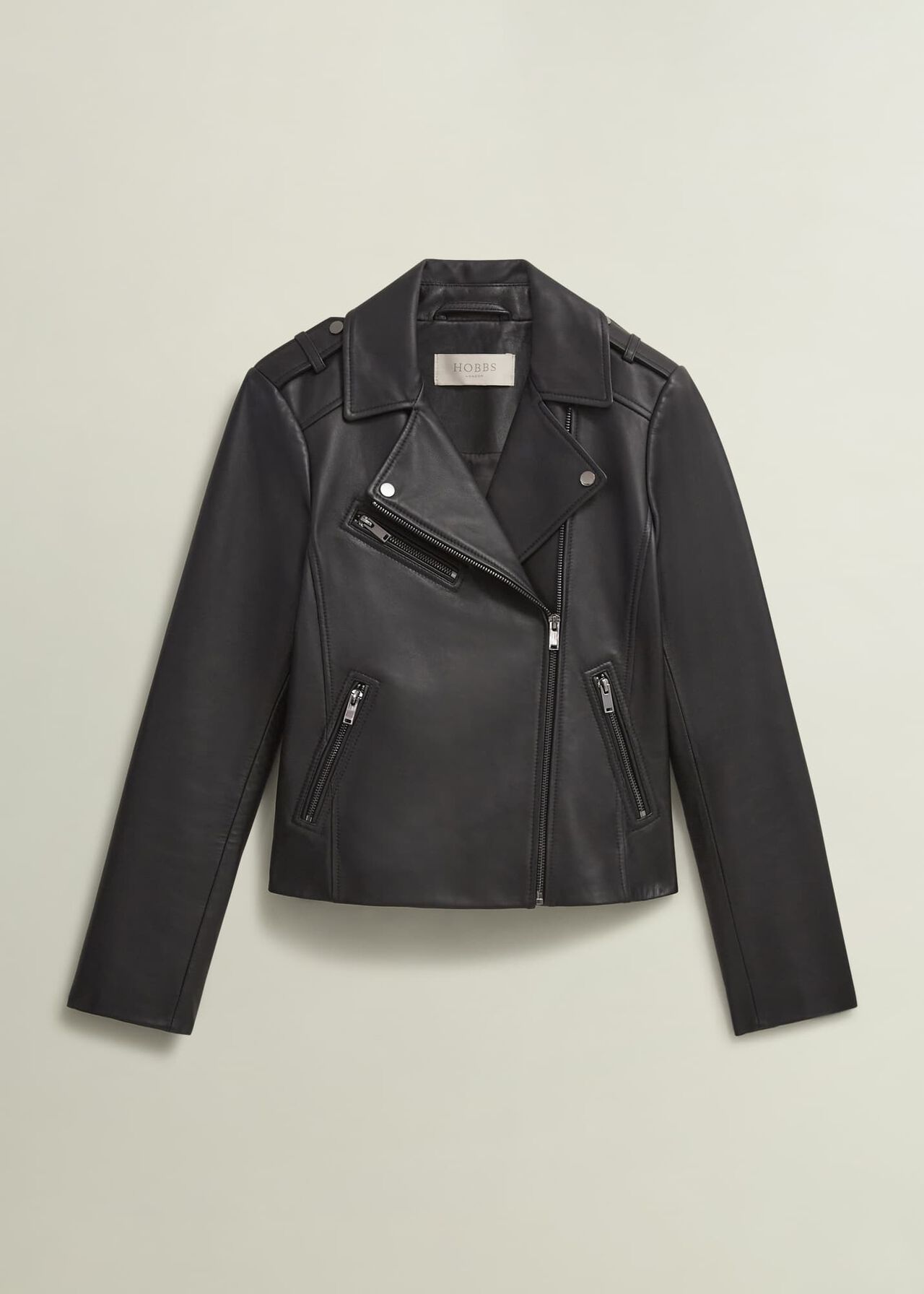 Darby Leather Jacket, Black, hi-res