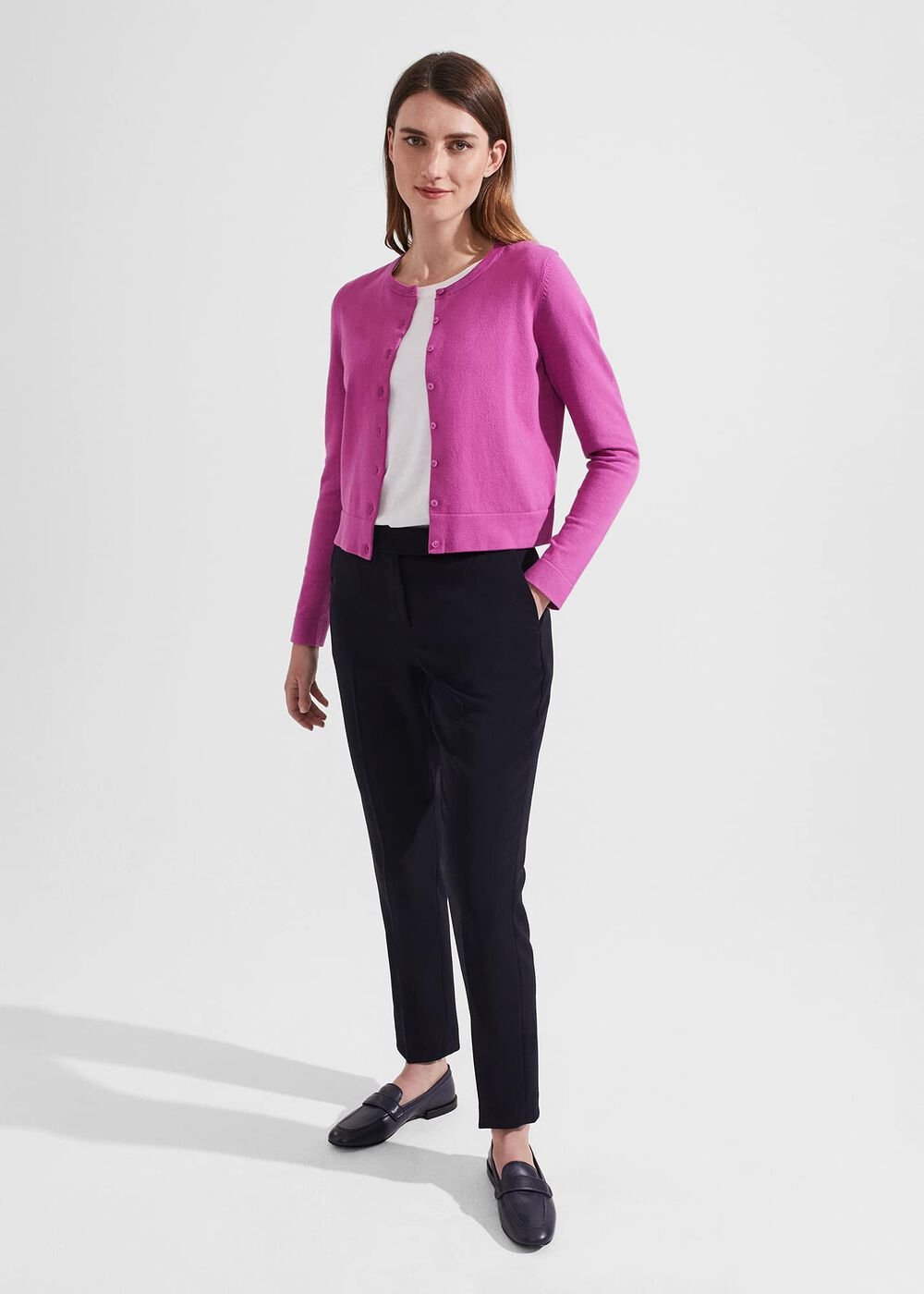 Michelle Cotton Cardigan, Violet Pink, hi-res