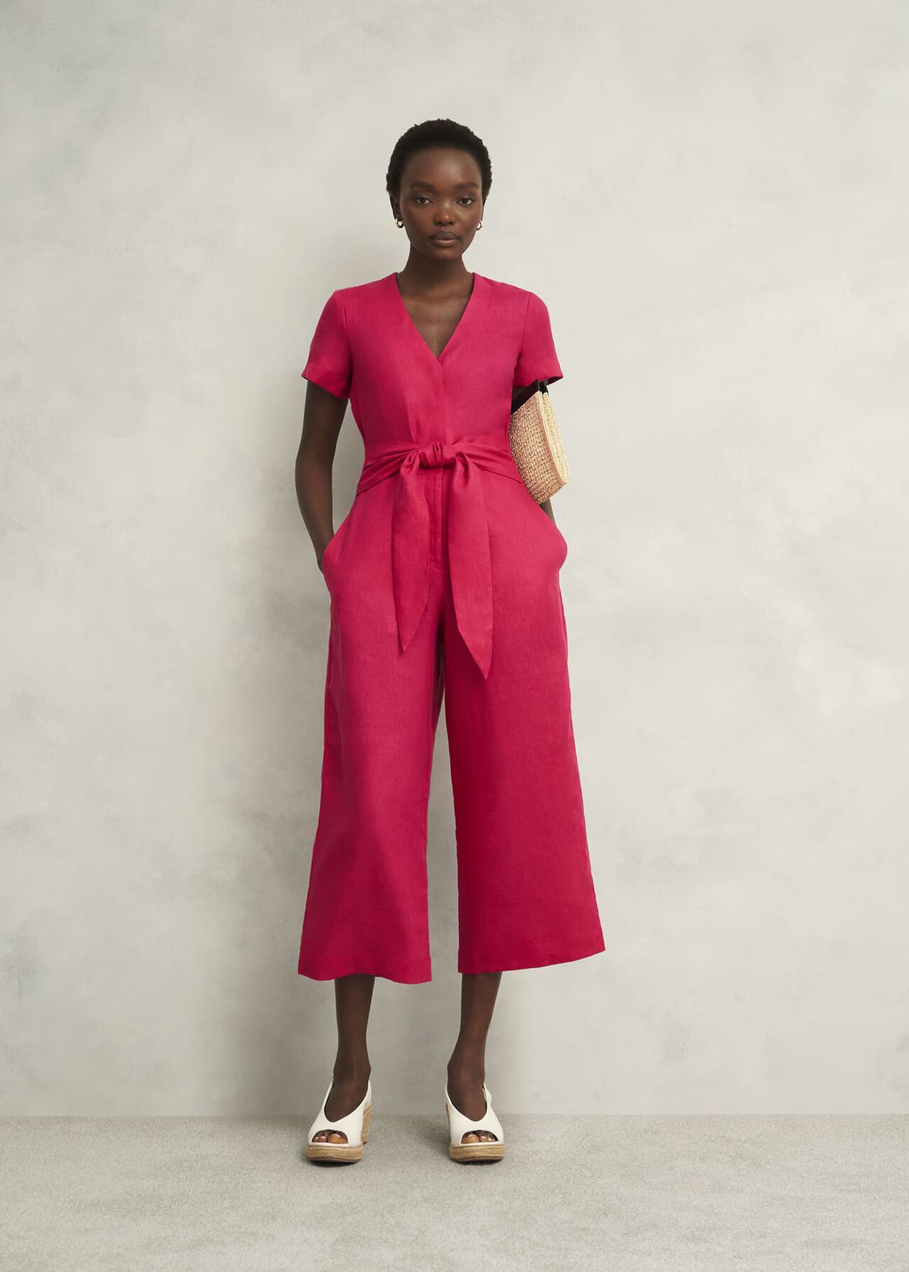 Petite Aliya Linen Jumpsuit, Zinnia Pink, hi-res
