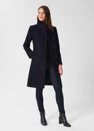 Maisie Wool Blend Coat, Navy, hi-res