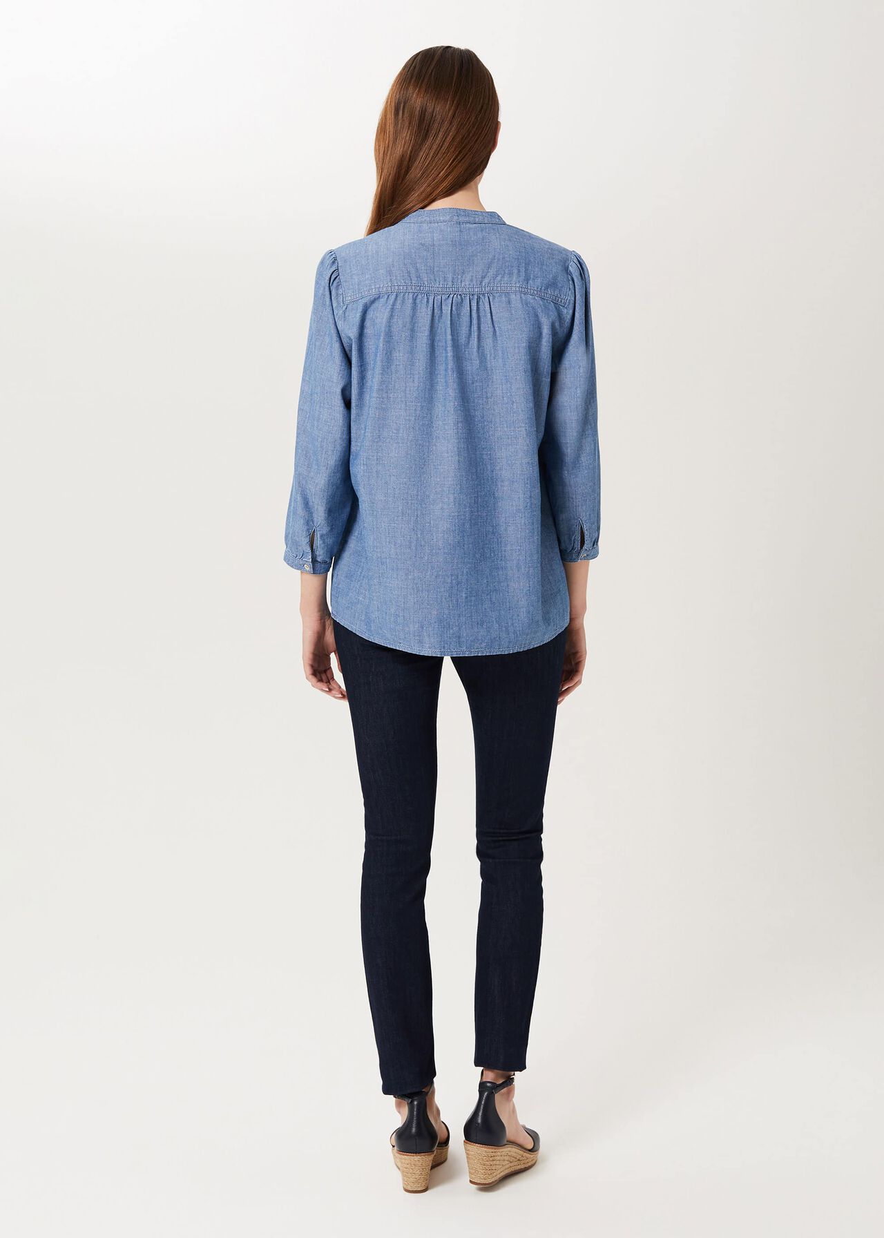 Sofia Chambray Blouse, Blue, hi-res