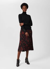 Losie Midi Pleated Skirt, Black Multi, hi-res