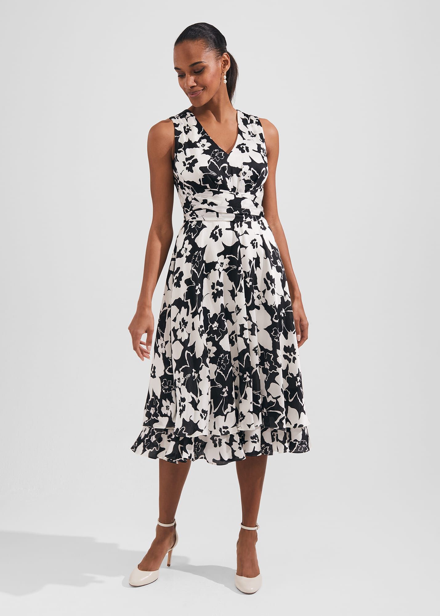 Gray fit best sale and flare dress