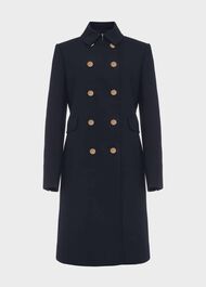 Cecelia Military Coat With Wool, Navy, hi-res