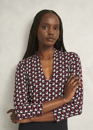 Aimee Printed Top, Pink Ivory, hi-res