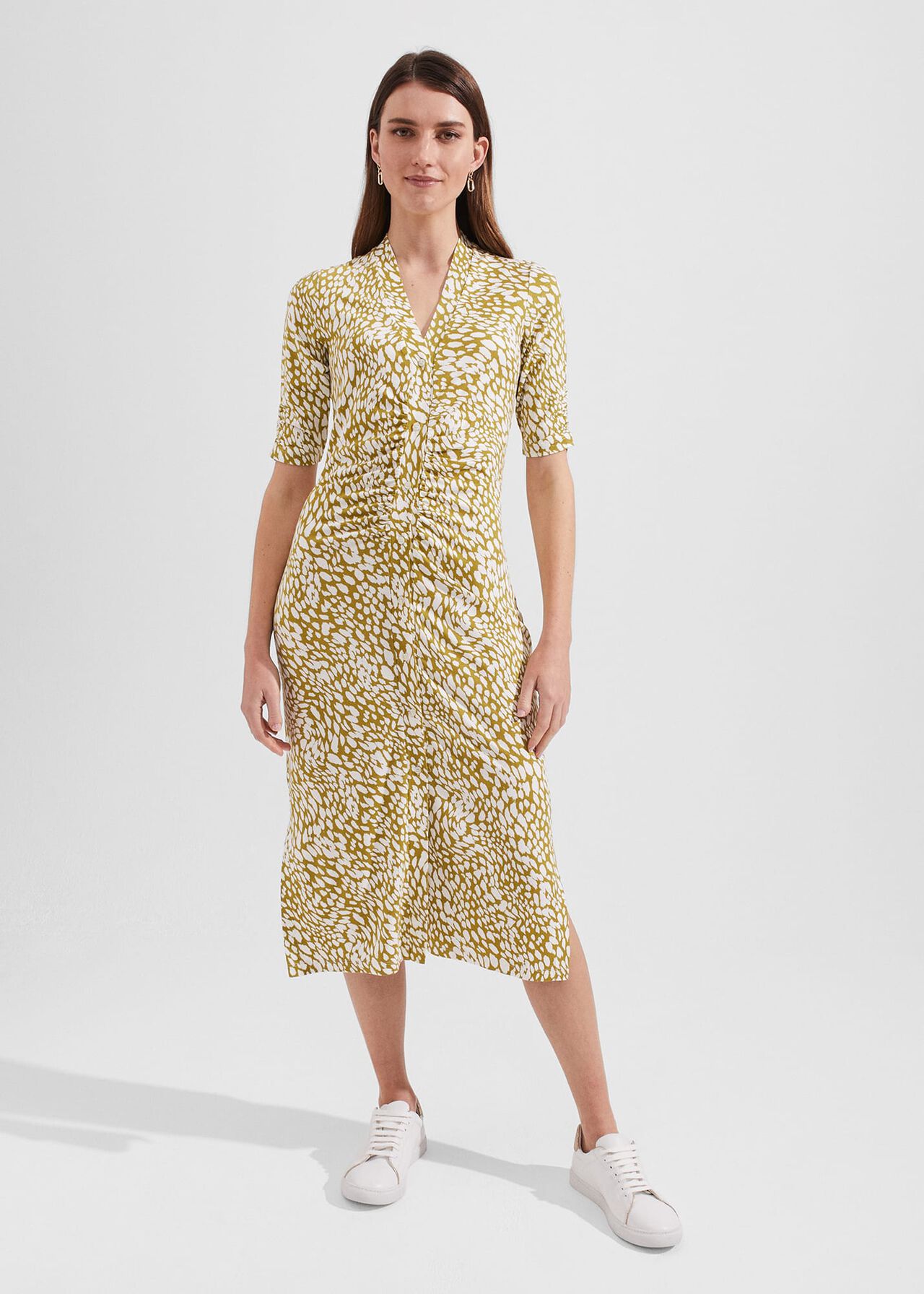 Petite Hatty Dress, Mid Olive Ivory, hi-res