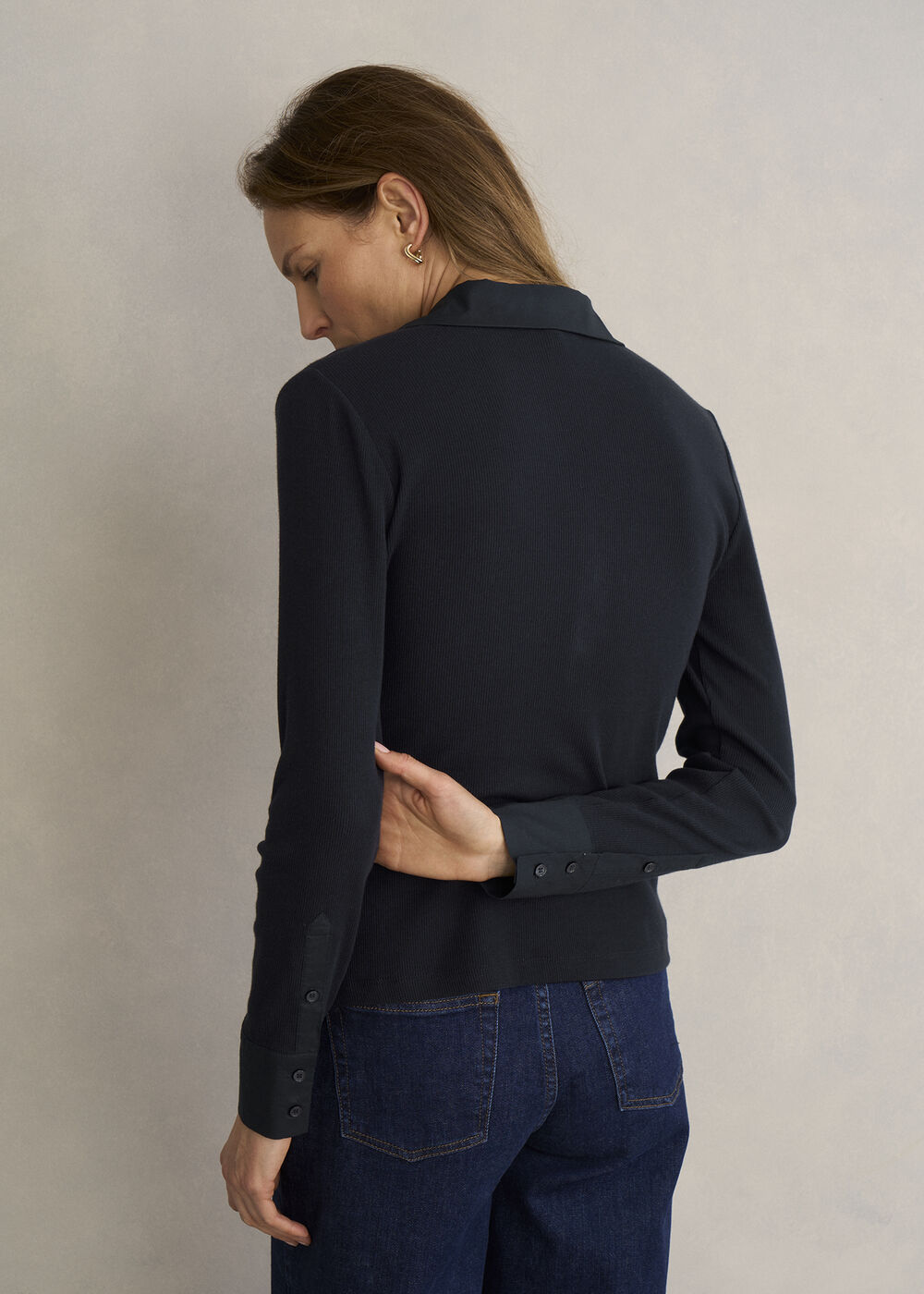 Lennox Ribbed Shirt, Hobbs Navy, hi-res