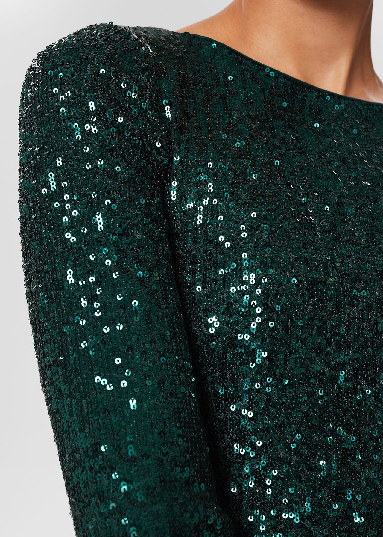 Petite Sawyer Sequin Dress, Evergreen, hi-res