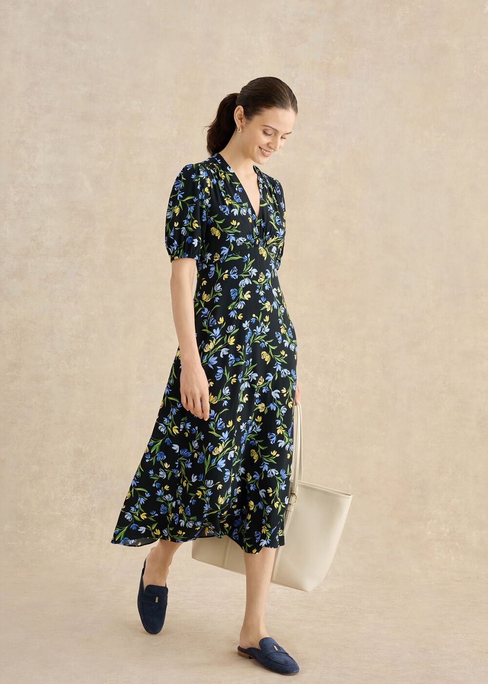 Petite Sidonie Dress, Navy Multi, hi-res