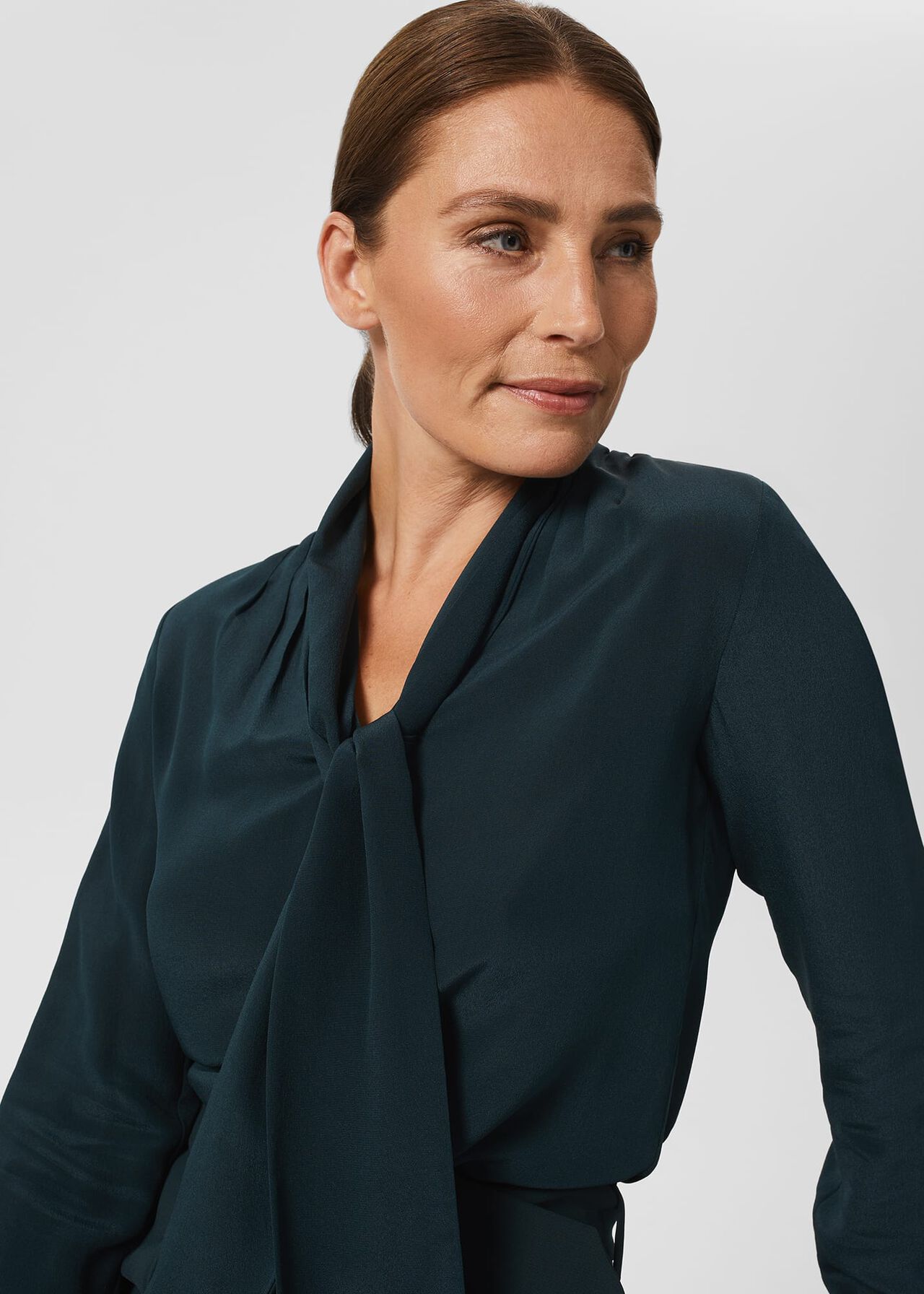 Macey Silk Blouse, Deep Pine Green, hi-res