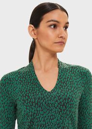 Aimee Printed Top, Green Blk, hi-res