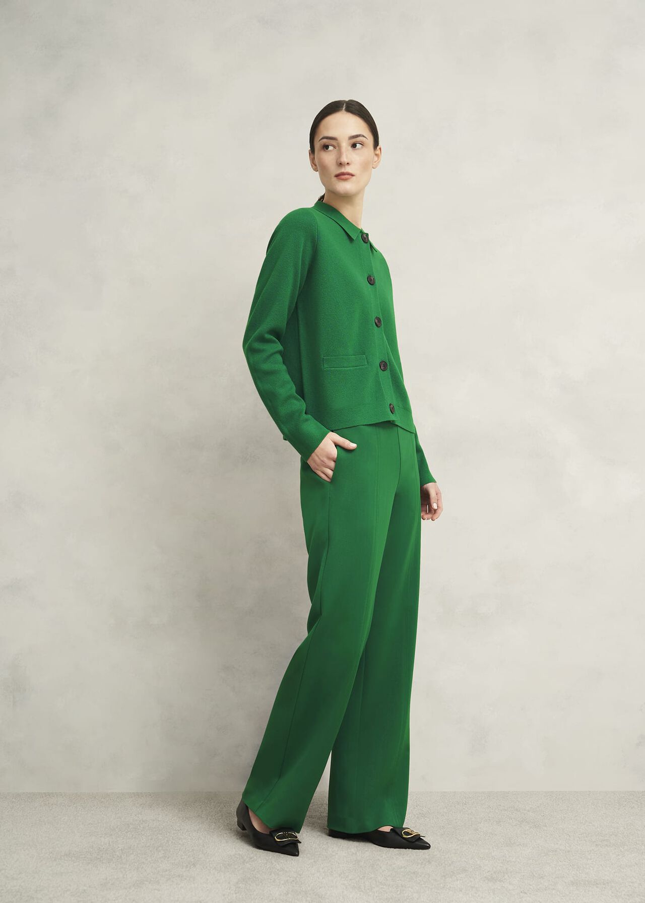 Mia Cotton Wool Knitted Jacket , Verdant Green, hi-res