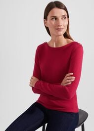 Petula Jumper With Wool, Berry Red, hi-res