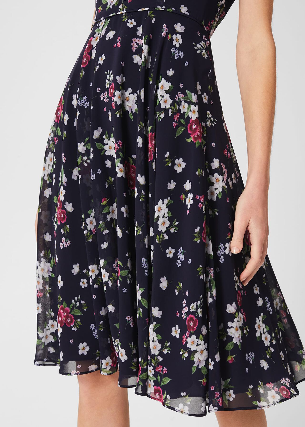 Lauren Floral Fit And Flare Dress, Navy Multi, hi-res