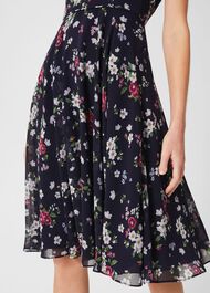 Lauren Floral Fit And Flare Dress, Navy Multi, hi-res