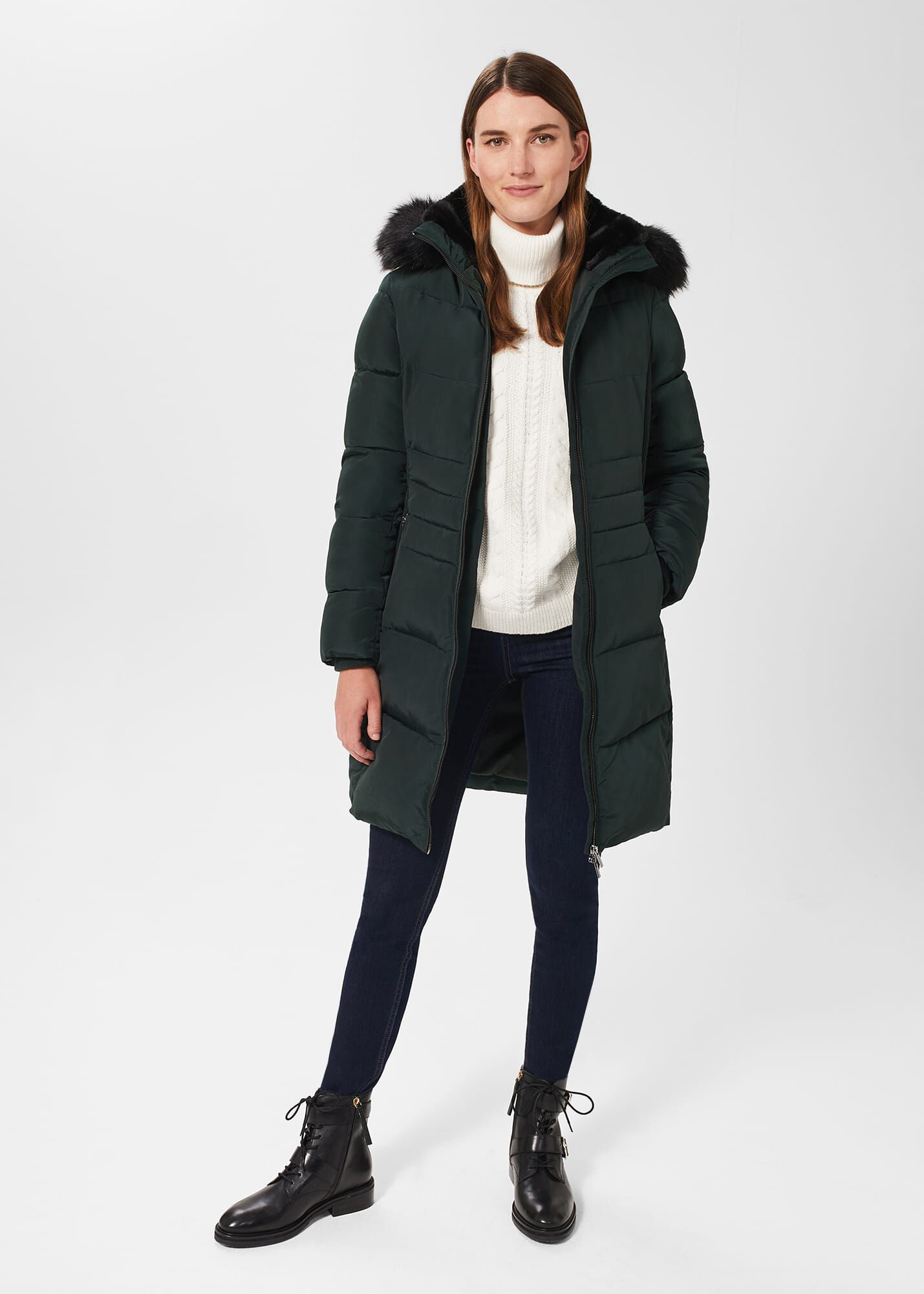 Hobbs hadley padded jacket dark green sale