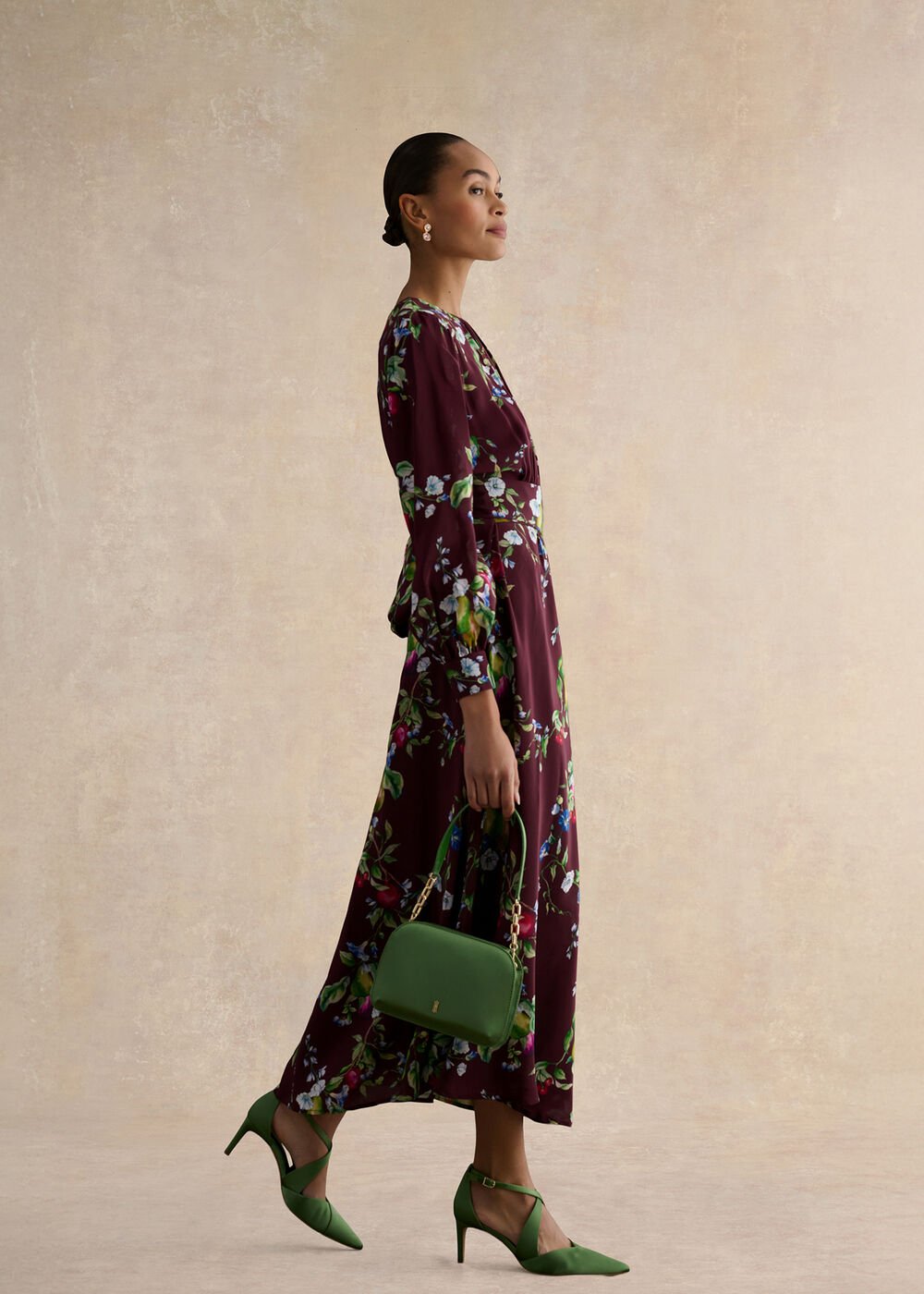 Iford Silk Dress, Onyx Red Multi, hi-res