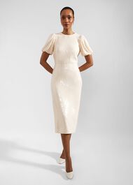 Tamzin Sequin Midi Dress, Buttercream, hi-res