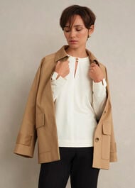 Janey Ponte Tunic Top, Ivory, hi-res