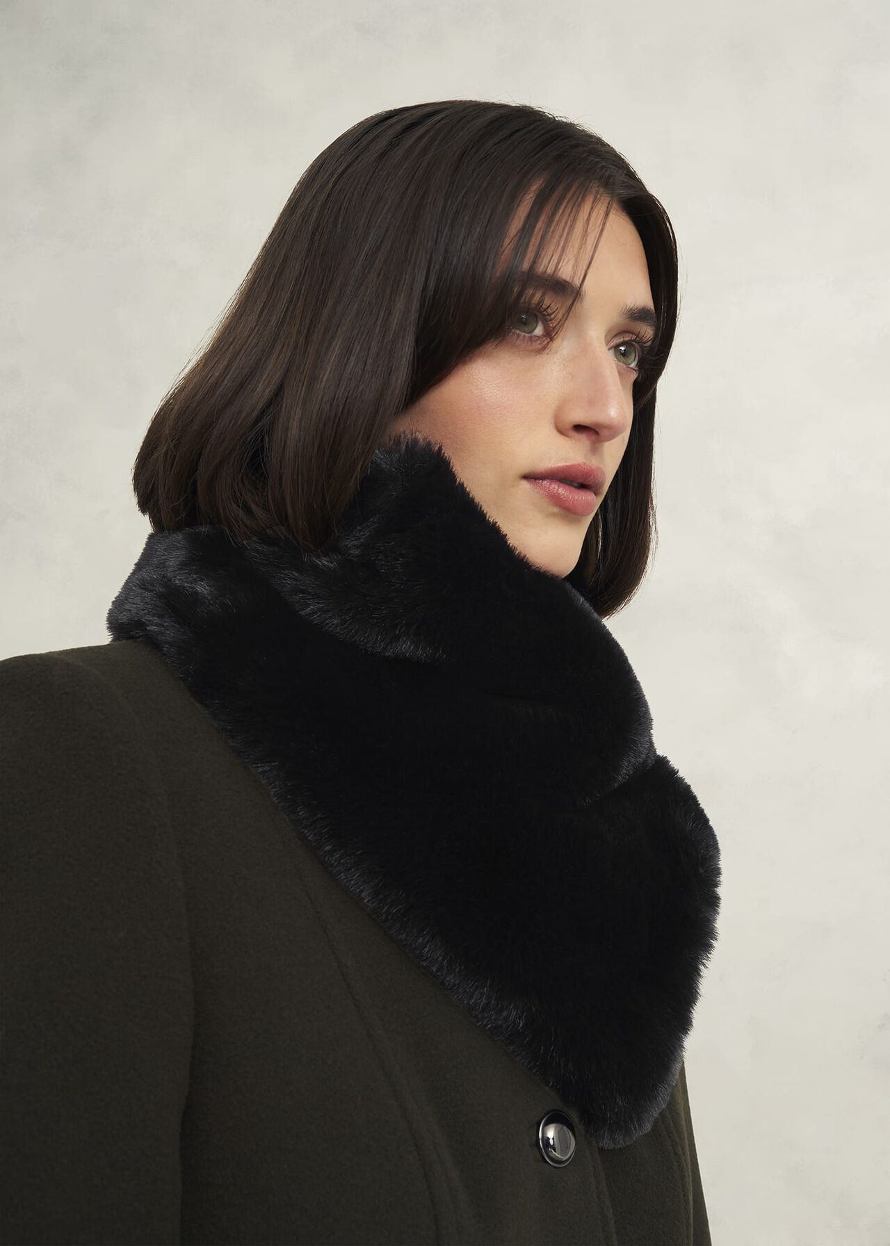 Christie Fur Scarf, Black, hi-res