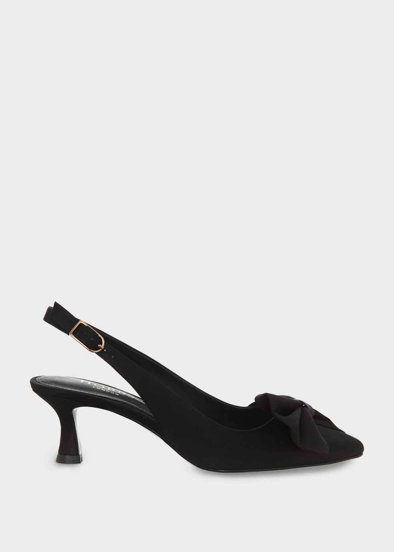 Francis Satin Slingback, Black, hi-res