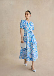 Petite Libby Cotton Paisley Dress, Blue Multi, hi-res