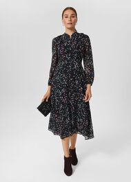Erin Star Fit And Flare Dress, Black Multi, hi-res