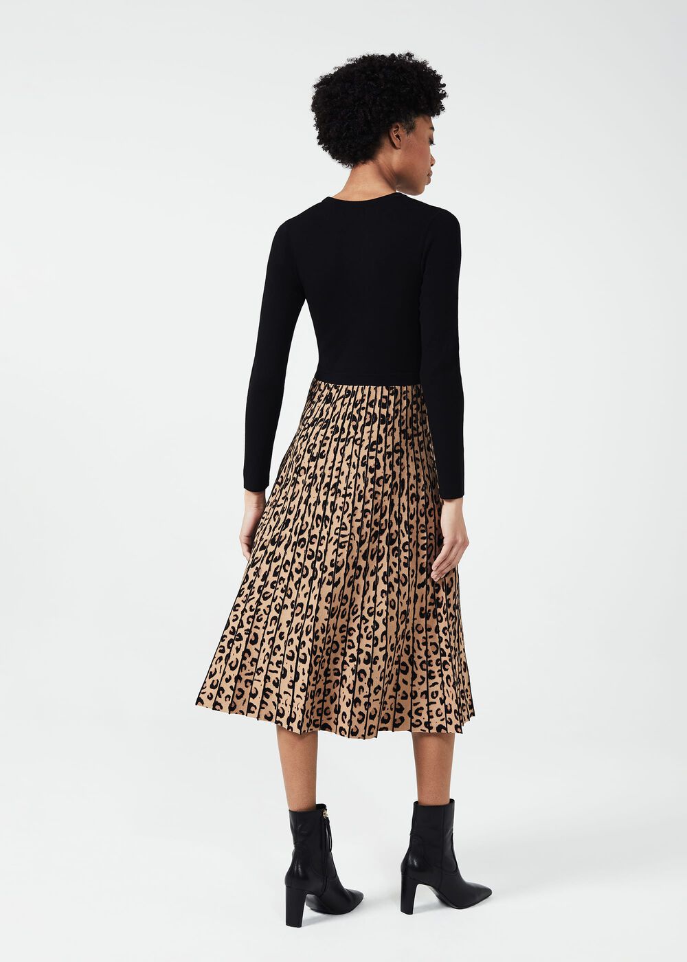 Harlie Knitted Dress, Black Camel, hi-res
