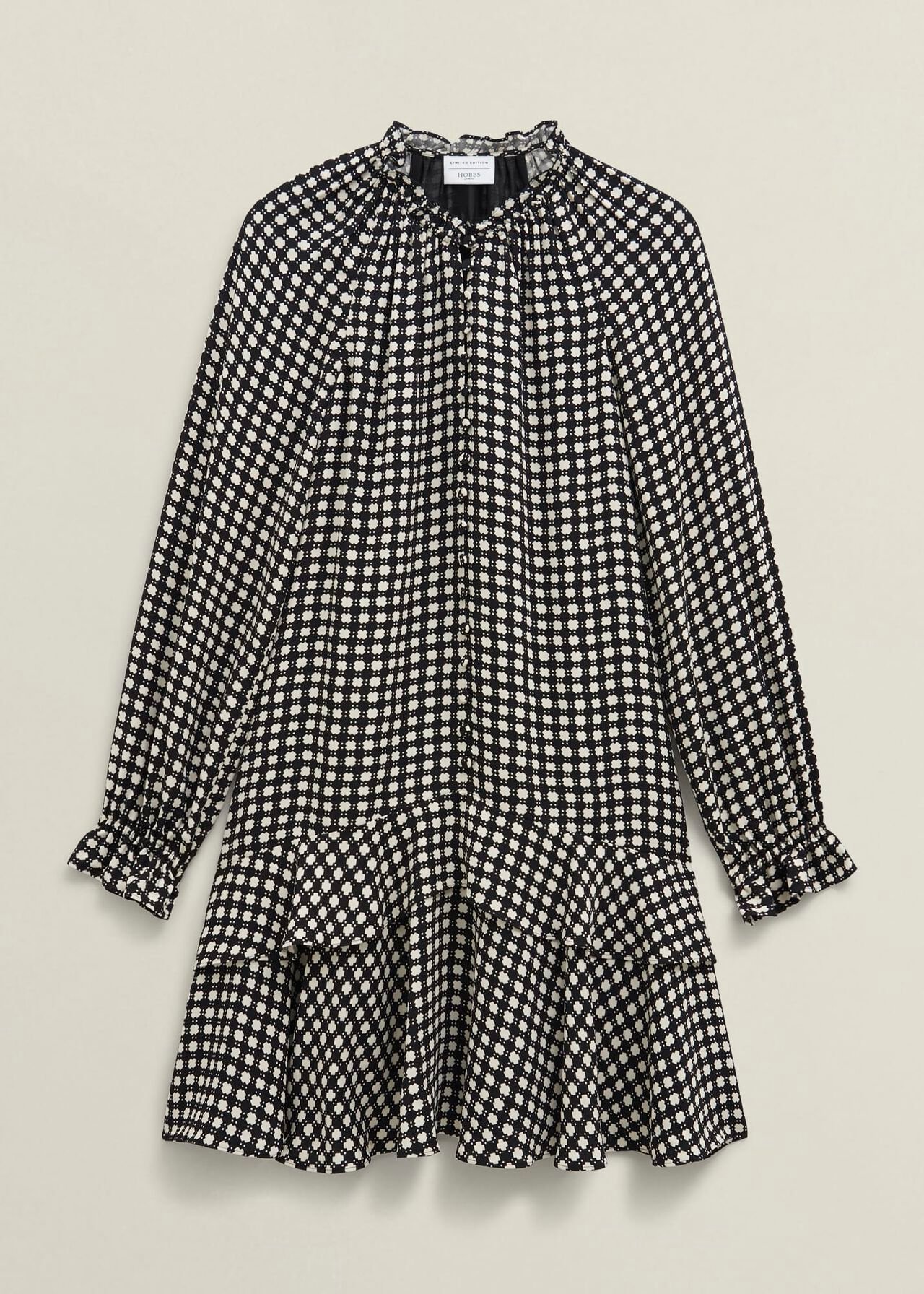 Hewlett Geo Mini Dress, Black Cream, hi-res