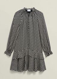 Hewlett Geo Mini Dress, Black Cream, hi-res