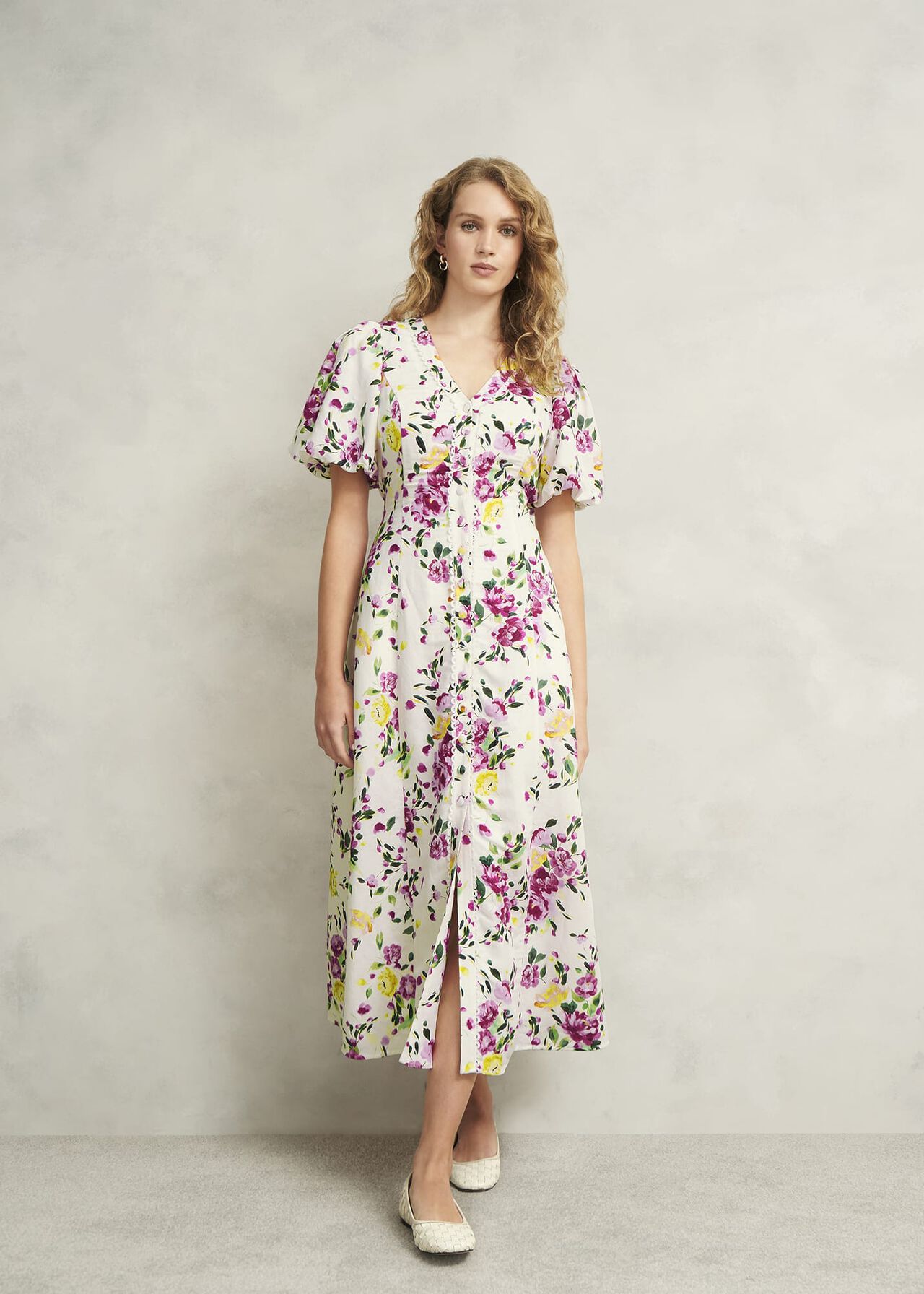 Petite Taylor Linen Dress, Ivory Multi, hi-res