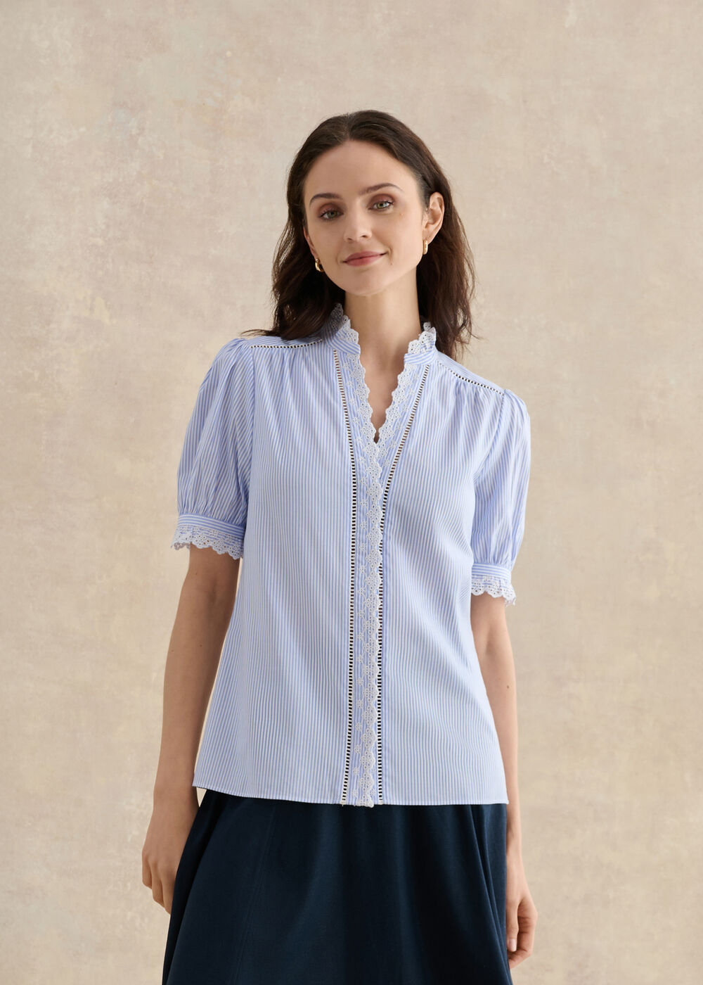 Naima Blouse, Blue Ivory, hi-res