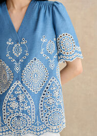 Sloane Blouse, Blue Ivory, hi-res