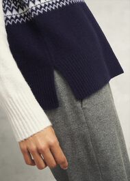 Lorrie Fairisle Jumper With Alpaca, Ivory Navy, hi-res