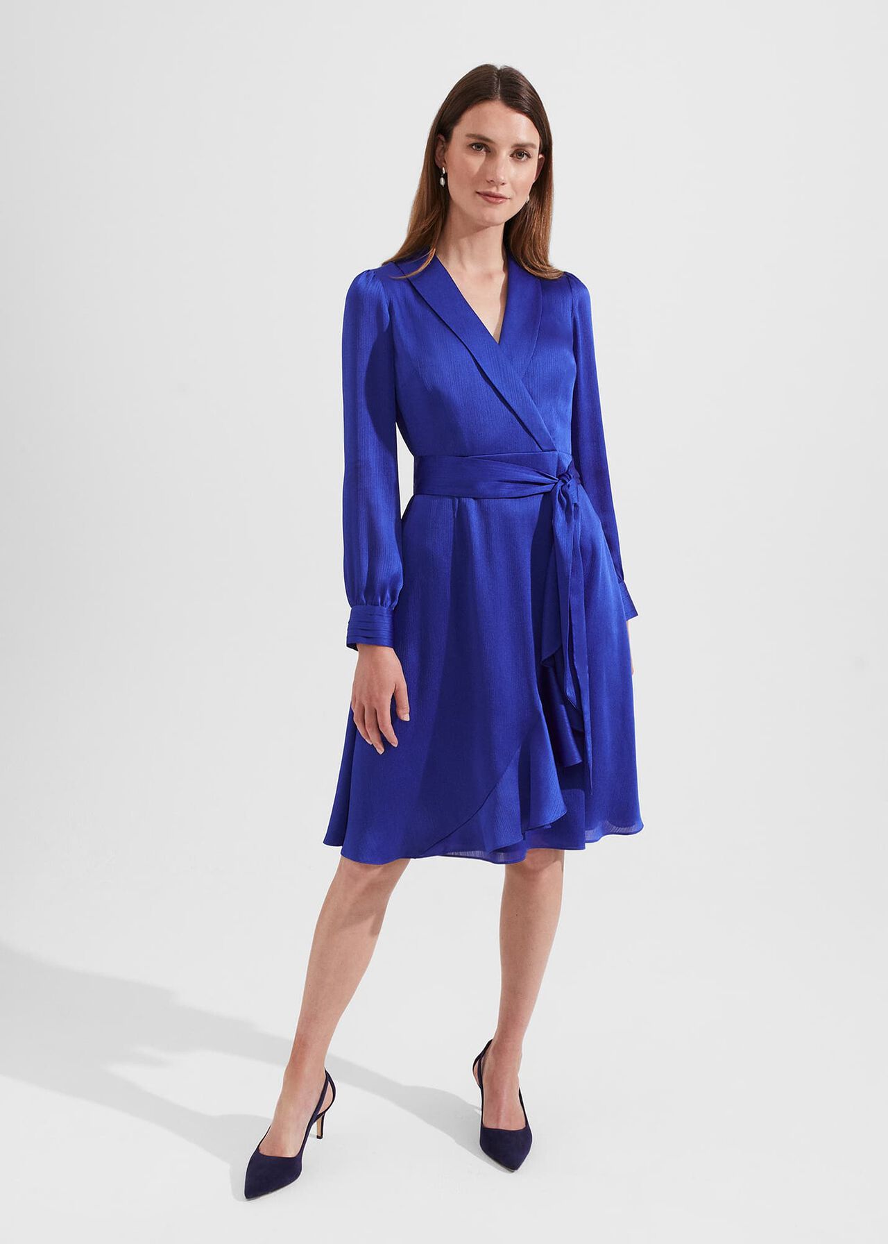 Sally Satin Fit And Flare Dress | Hobbs UK