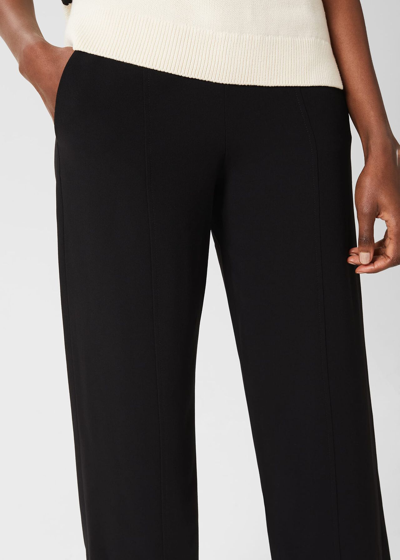 Lula Cropped Trousers With Stretch, Black, hi-res