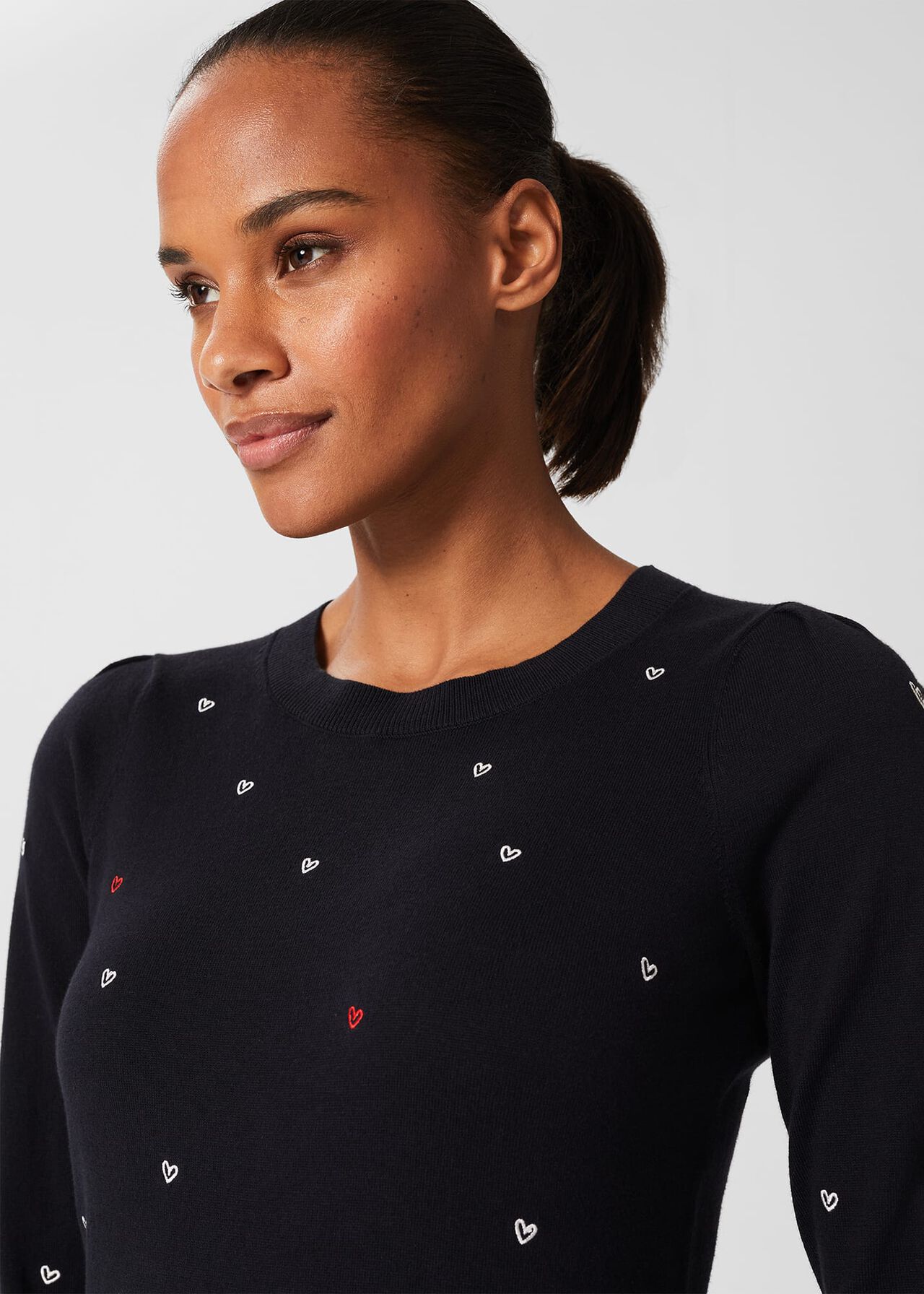 Elea Heart Sweater, Navy Multi, hi-res
