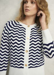 Lulu Cotton Cardigan, Navy Warm Ivory, hi-res